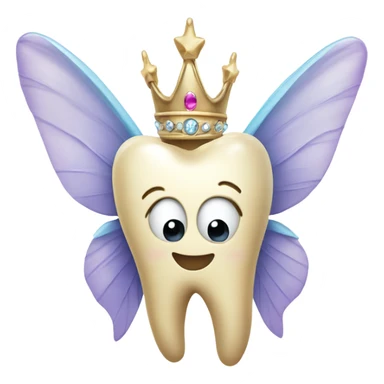 tooth with fairy wings and a tiara and wand sticker
