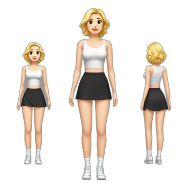 full-body-caucasian-curvy-beauty-наклоняется к земле-short-black-skirt-back-and-front-views-strong-wind-knickers-long-white-socks sticker