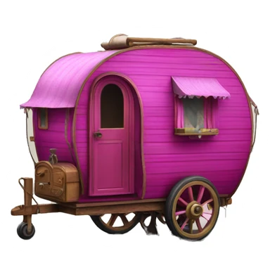 Realistic magenta vintage round gypsy caravan wagon camper sticker