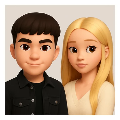 Place these two 3d-emoji style characters side by side on one image, as two separate emojis, no interaction, neutral background sticker