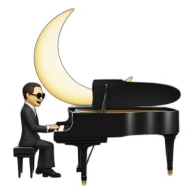 moon waning crescent head with shades and a suit, playing a piano, white waning crescent, waning crescent head sticker