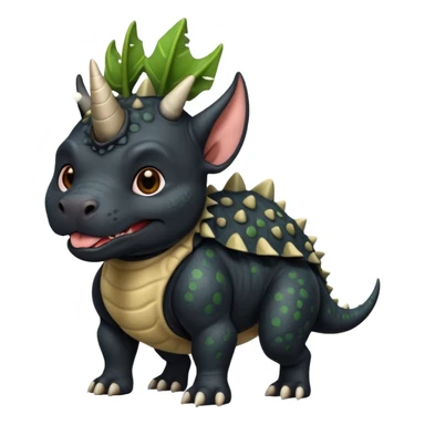 Black pibull dressed as a triceratops black sticker