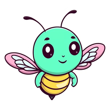 Glamorous mint green female bee with diamond-studded wings, rhinestone decorations, and glittery body sticker
