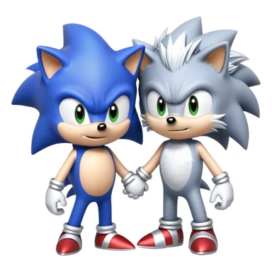 Sonic the Hedgehog, baby Sonic, and Silver the Hedgehog holding hands together sticker