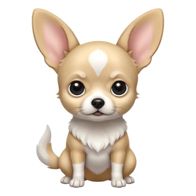 Full White and black Chihuahua - tiny, chubby and big ears. Full body sticker