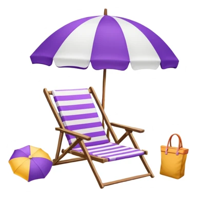 beach chair with striped purple umbrella sticker