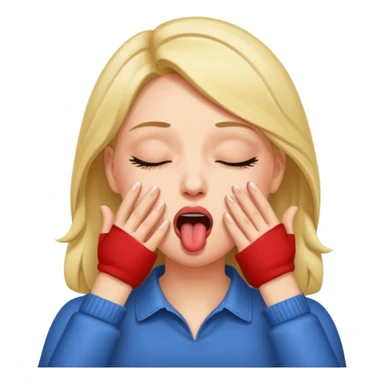 A female closing her eyes sticking out her tongue and grabbing her throat with both hands  sticker
