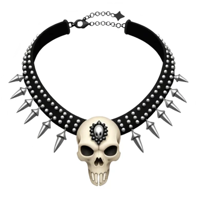 Intricate black beaded choker with animal skull and silver spikes sticker