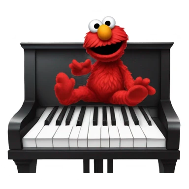 Elmo sitting on a oversized human foot while playing the piano with hisfeet  sticker