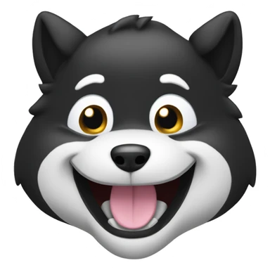 black siba inu face | grinning squinting face | laugh | mouth | satisfied | smile sticker