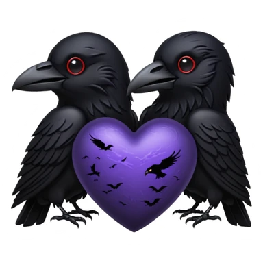 emo heart with night sky and dark ravens sticker
