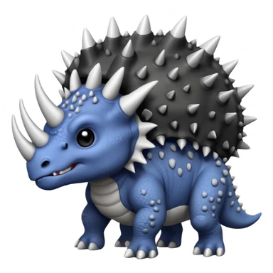 cute triceratops angry, black and white sticker