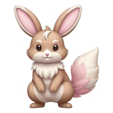 Pastel pink and pastel brown and pastel white Lopunny-Cinccino-fusion (full body) sticker