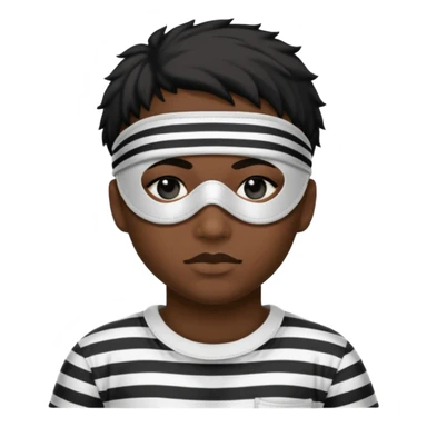 Thief with black eye type mask and black and white striped prison clothes sticker