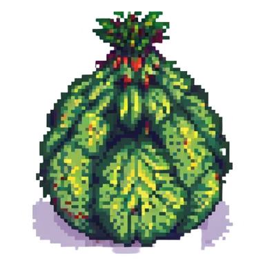 oversized furry vegetable, humorous and lighthearted, abstract, pixel art style sticker