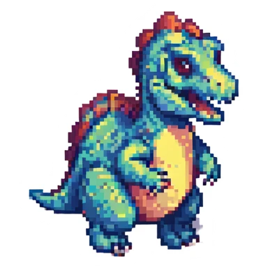 dinosaur pixel art style sticker