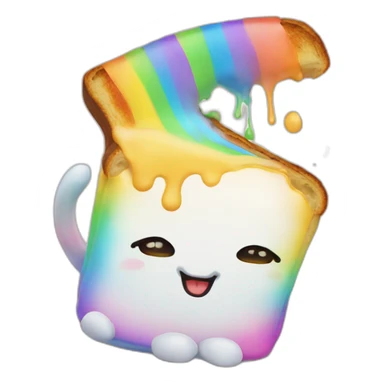 Rainbow toast cat puking rainbow sticker