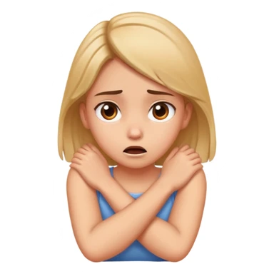 girl with her arms crossed on her neck scared sticker