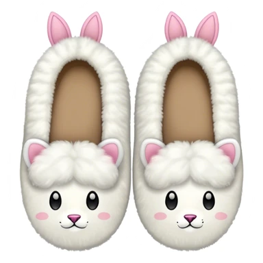 white puffy fluffy slippers with ears sticker