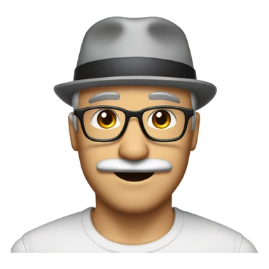 homme blanc sans cheveux avec un bonnet noir des lunettes et une moustache  sticker