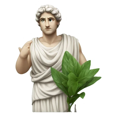 greek statue wih plant in his hand sticker