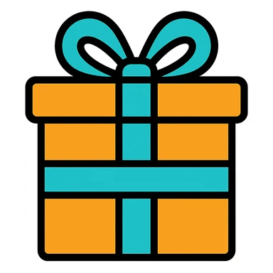 colored gift box with ribbon icon sticker