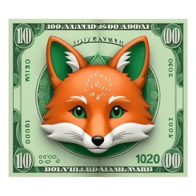 make 100 dollar bill with a small fox head outline in the middle sticker