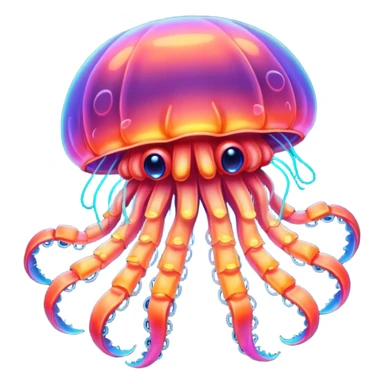 Neon glowing jellyfish-crab-squi sticker