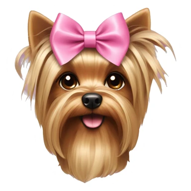 Yorkshire Terrier with floppy ears and pink ribbon  sticker