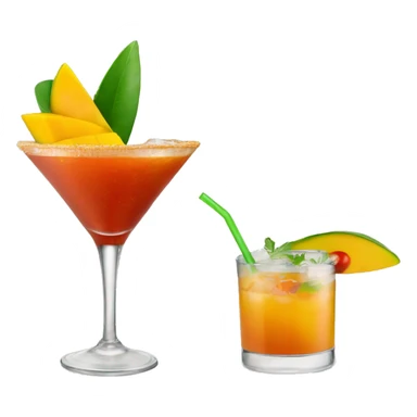 a mango cocktail with tajin on the rim  sticker