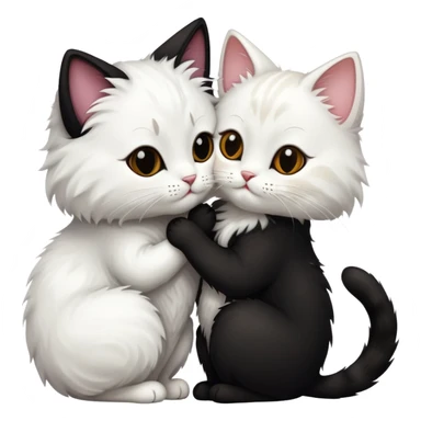 Black cat kissing a white cat  sticker