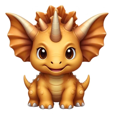 Cinematic Cute Triceratops Portrait Emoji, Head tilted playfully with a gentle smile, featuring a compact, sturdy body with three adorably prominent horns and a charmingly frilled head, Simplified yet irresistibly adorable features, highly detailed, glowing with a warm, inviting earthy glow, high shine, affectionate and lively, stylized with a touch of whimsical dinosaur charm, soft glowing outline, capturing the essence of a mischievous yet endearing Triceratops that seems as if it could trot out of the screen into your arms! sticker