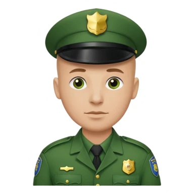 green uniform police bald no cap  sticker