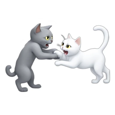 white cat fight with little grey cat sticker