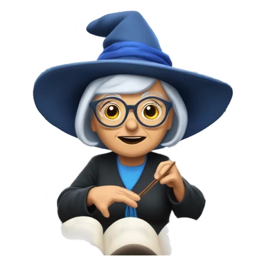 smart granny witch with glasses and blue hat directing orchestra sticker