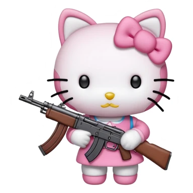  hello kitty with a ak47 sticker