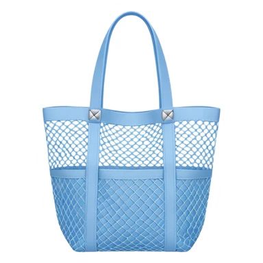 small blue mesh tote bag emoji, visible mesh texture, simple handles, casual summer vibe, light and breathable netting, vibrant or pastel blue sticker