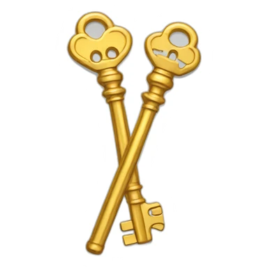 two upright golden crossed skeleton keys sticker