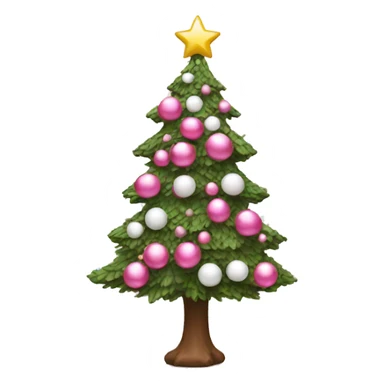 Pink Christmas tree with white ornaments  sticker