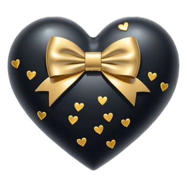 glossy broken black heart with a gold bow and heart pattern on the bow sticker