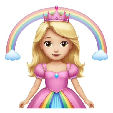 Blond girl with a big pink princess dress and a rainbow above her sticker