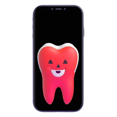smartphone with a tooth-shaped logo on screen sticker