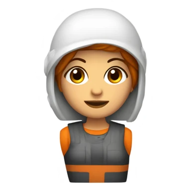 MUJER CON CABELLO CASTAÑO, CON PIEL BLANCA, INGENIERA EN MINERIA CON CASCO DE SEGURIDAD BLANCO Y MAMELUCO NARANJA sticker