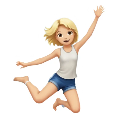 Blond girl jumping off roof smiling  sticker