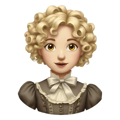 Victorian girl with blonde curls with ribbons very detailed and realistic sticker