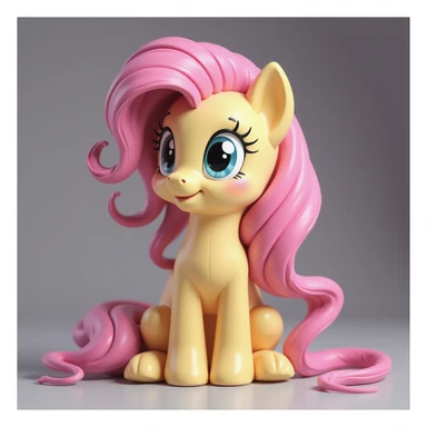 realistic style Fluttershy sitting and looking shy sticker