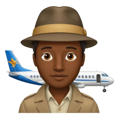 Visage homme créole réunionnais avec chapeau arrive avion sticker