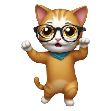 Cat dancing with glasses sticker