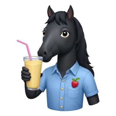 black horse with shirt character holding smoothie sticker