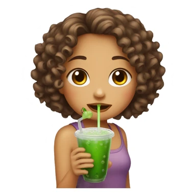 curly girl drinking boba sticker